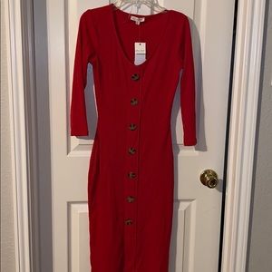 NWT Red 3/4 sleeve bodycon dress